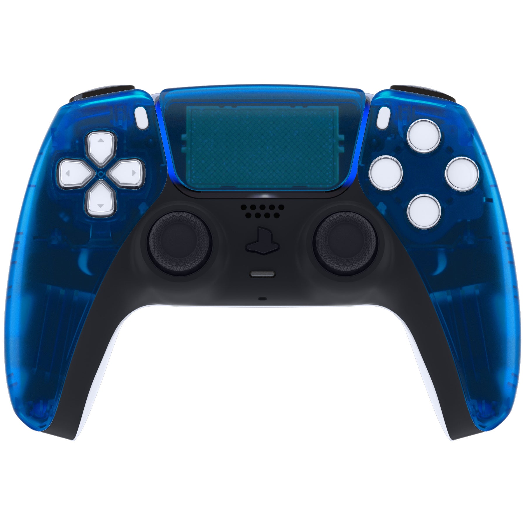 eXtremeRate Clear Blue Touchpad Front Housing Shell for PS5 Controller BDM-010/020/030/040/050 - DIY Replacement Shell & Custom Touch Pad Cover (ZPFM5004G3) - Perfect for Gaming Enthusiasts & PS5 Controller Modding