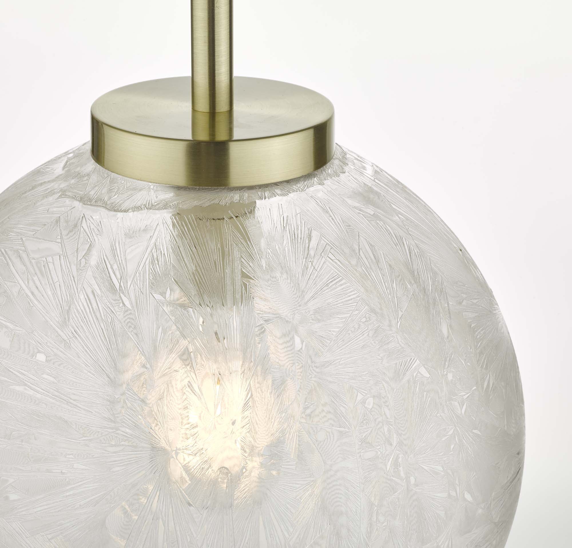 Avari 1-Light Modern Pendant Light Fixture - Satin Brass Finish with Clear Frosted Glass Shade - Perfect for Kitchen Island, Dining Room, or Entryway Lighting