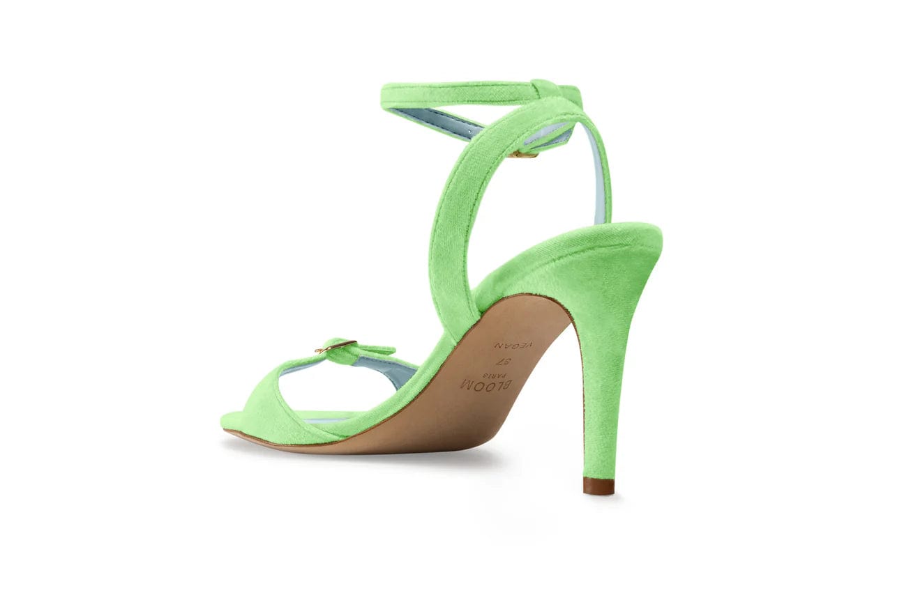 Anna Vegan Velvet Heeled Sandals for Women | Kiwi Green | Comfortable Dressy Shoes for Weddings, Parties & Date Nights