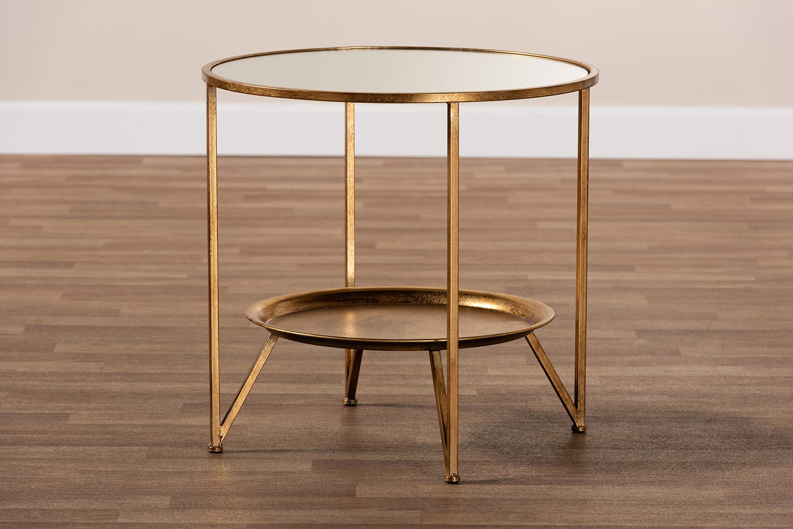 Baxton Studio Antique Gold End Table - Modern Side Table for Living Room, Bedroom & Office - Perfect for Coffee, Books & Decor