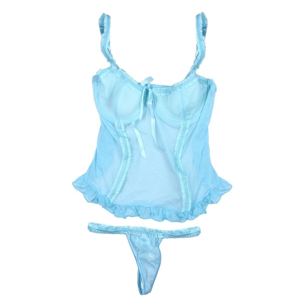 Sexy Backless Babydoll Lingerie with G-String - Women's Sheer Mesh Nightwear for Valentine's Day & Boudoir Photography - Plus Size Available