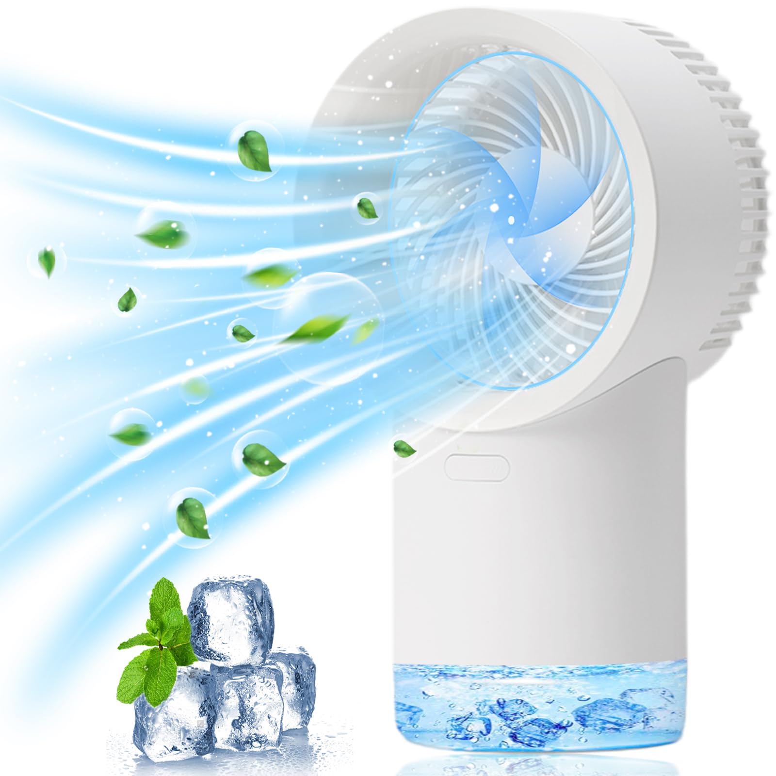 Portable Air Conditioner Fan 400ml - Mini Evaporative Air Cooler with 3 Speed Settings, Personal AC Cooling Fan for Office, Home & Camping - Quiet Operation with Night Light | Perfect for Bedroom, Desk & Outdoor Use