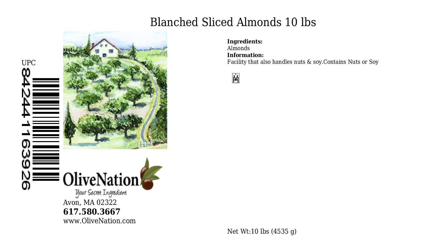OliveNation Blanched Sliced Almonds - Skinless, Unsalted, Non-GMO, Gluten Free, Kosher & Vegan - 10lb Bulk Pack | High Fiber Healthy Snacks for Baking, Cooking, Salad Topping & Meal Prep | Perfect for Keto, Paleo & Vegan Diets