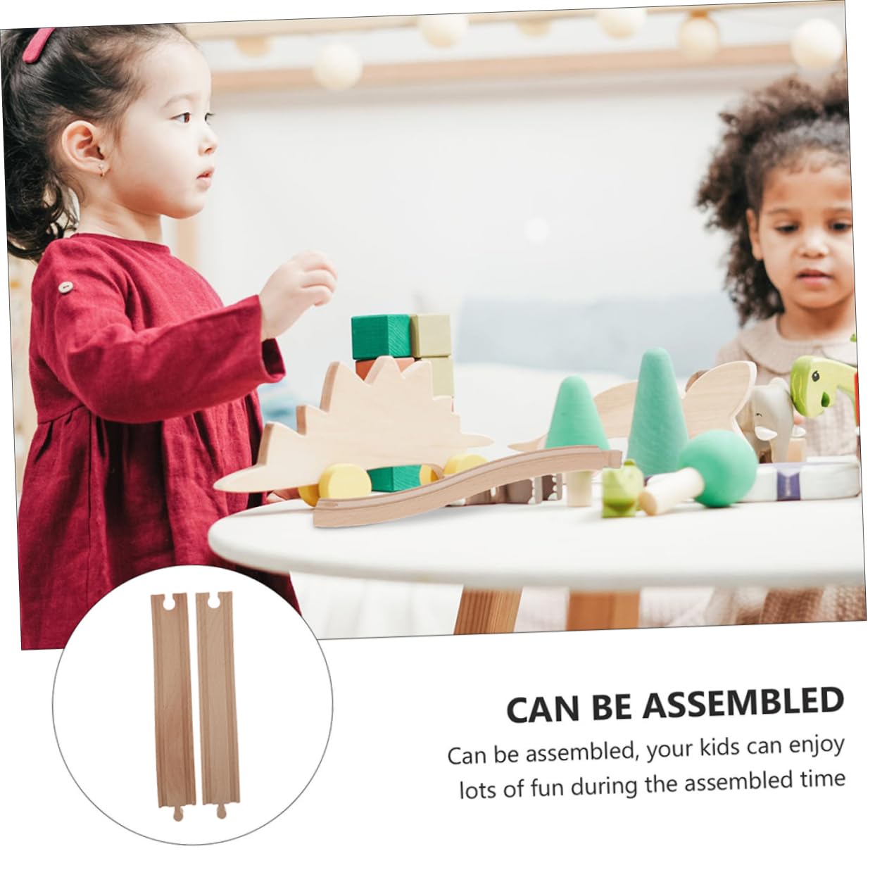 KONTONTY 4-Piece Wooden Train Track Set - Educational STEM Toys for Kids, Railway Building Accessories & Brain Development Toys | Perfect for Pretend Play, Early Learning & Model Railway Scenes