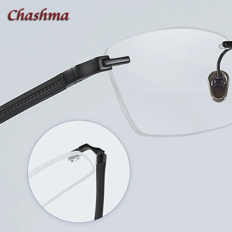 Lightweight Titanium Rimless Square Eyeglasses for Men - Stylish & Durable Frame (Model 9058) | Perfect for Office, Reading & Everyday Use