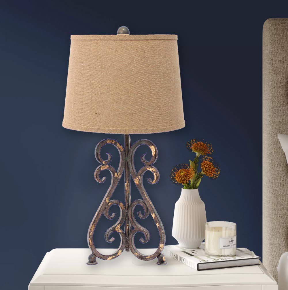 Teton Home TL-035 Bronze Table Lamp - Modern Desk Lamp for Bedroom, Living Room & Office Decor