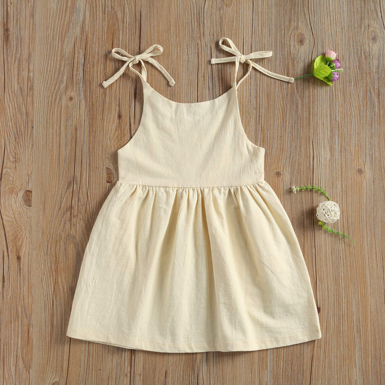 **Toddler Baby Girls Cotton Linen Strappy Tunic Dress with Pocket - Casual Swing Sundress for Summer, Beach, Party & Princess Play**    **使用场景:** Perfect for summer outings, beach vacations, birthday parties, princess-themed events, and everyday casual wear.