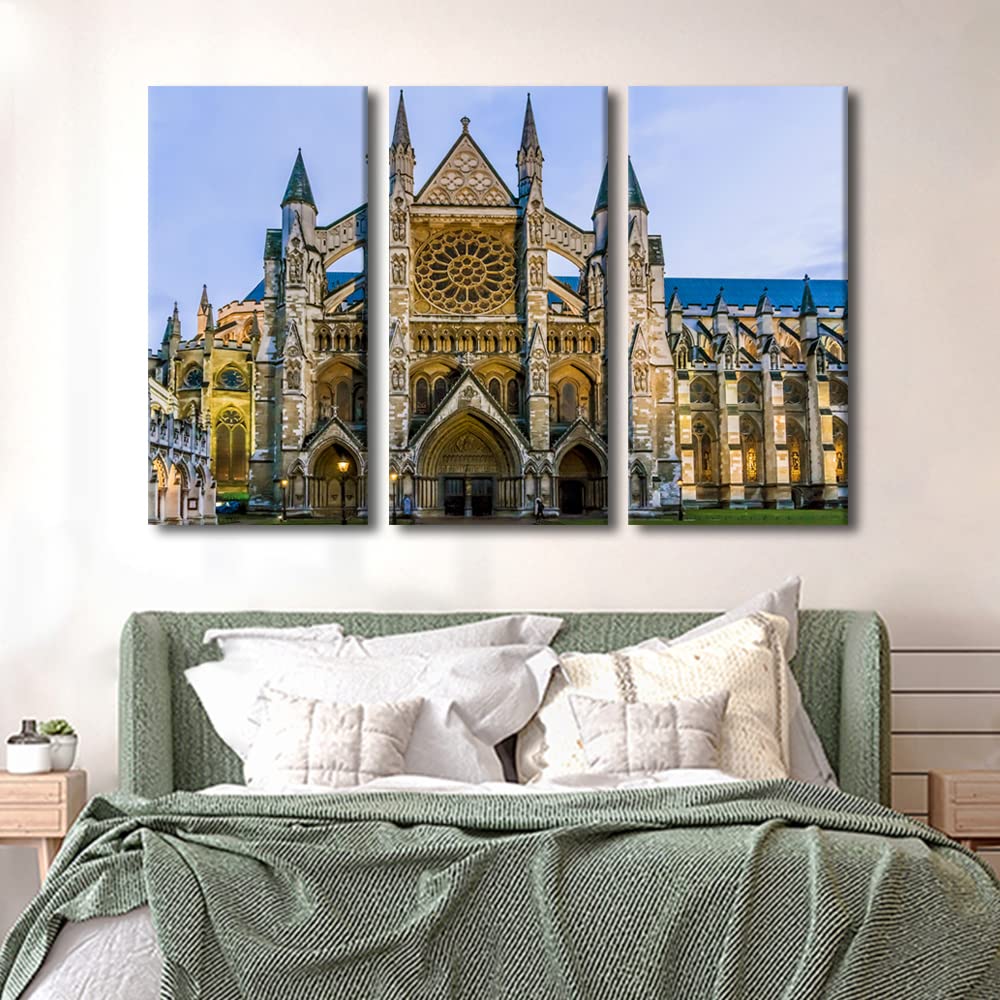 TUMOVO Large Canvas Wall Art - Westminster Abbey Gothic Church Painting, 60