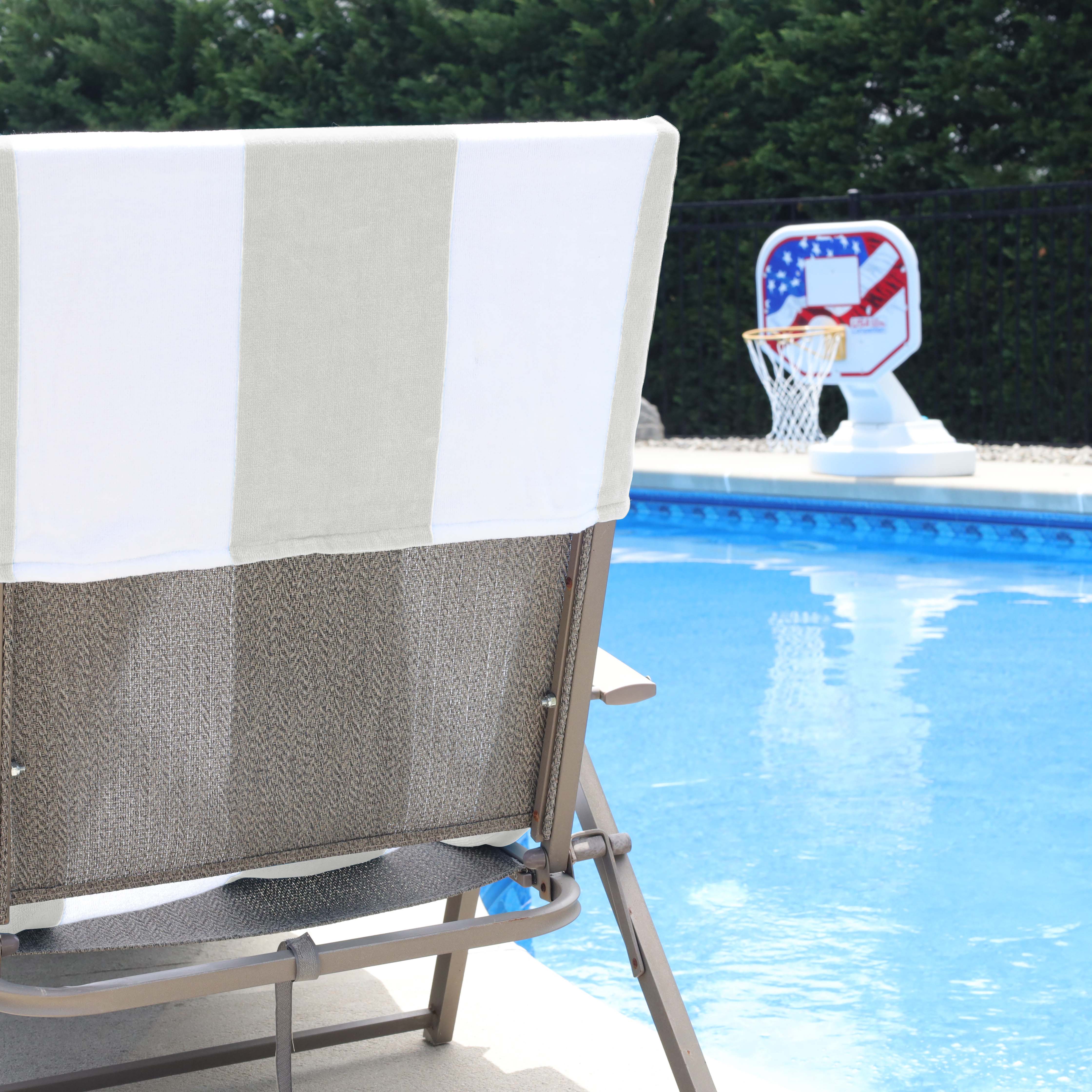 Premium Cotton Cabana Stripe Chaise Lounge Chair Cover - Standard Size, UV Resistant & Waterproof - Perfect for Poolside, Patio, and Outdoor Furniture Protection
