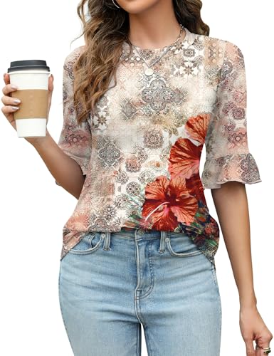 Apricot Red Flower Floral