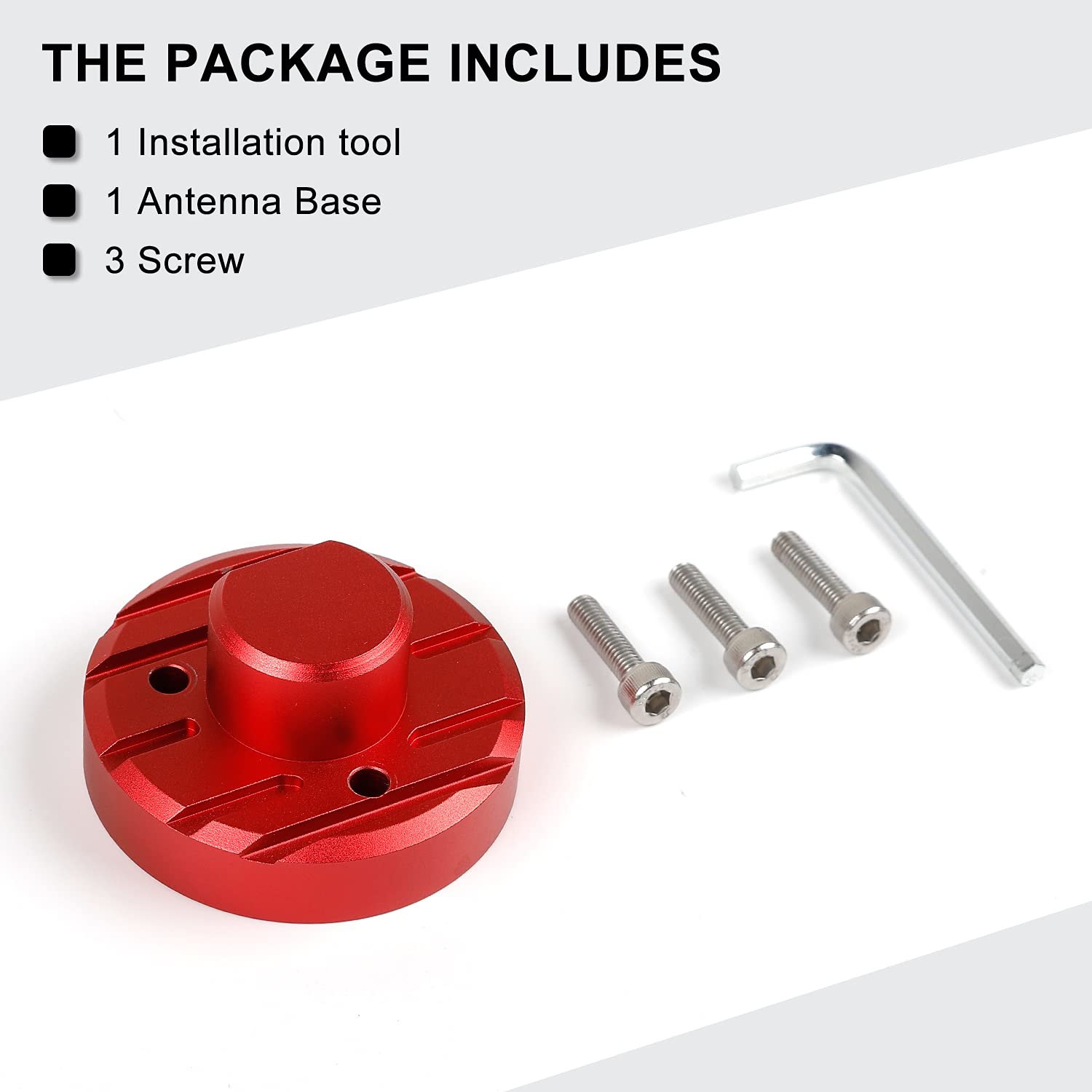 CheroCar Aluminum AM/FM Antenna Base Replacement for 2007-2021 Jeep Wrangler JL JLU JK JKU & Gladiator JT - Durable Red Upgrade (Off-Road, Daily Driving, Car Shows)