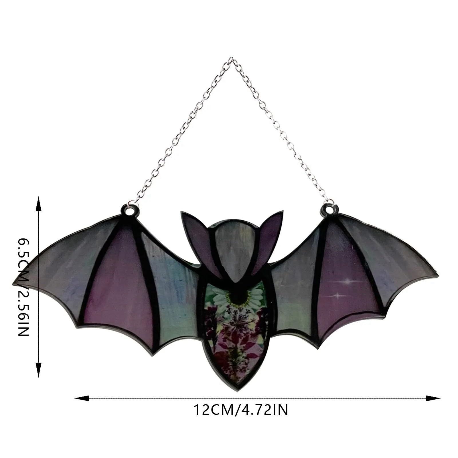 Halloween Bat Hanging Decor - Stained Acrylic Window & Car Mirror Ornaments - Gothic Bat Pendants for Spooky Home & Vehicle Decoration