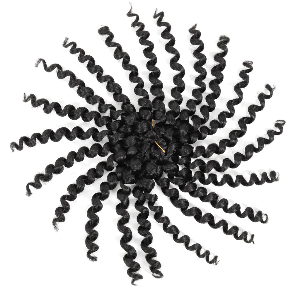 3 Packs Jamaican Bounce Crochet Hair 2X Ringlet Wand Curl - 8 Inch Synthetic Pre-Looped Hair Extensions for Braiding (60 Roots, Color #1B) - Perfect for Protective Styles, Twist Outs & Natural Hair Looks