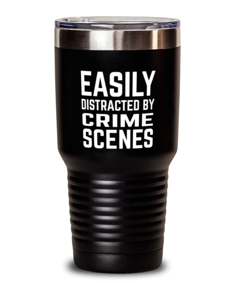Funny Criminal Investigator Tumbler 30oz - Stainless Steel Insulated Cup with Lid - Perfect for Detectives, Crime Scene Investigators & True Crime Fans - Great for Coffee, Tea or Cold Drinks at Work or Crime Scenes