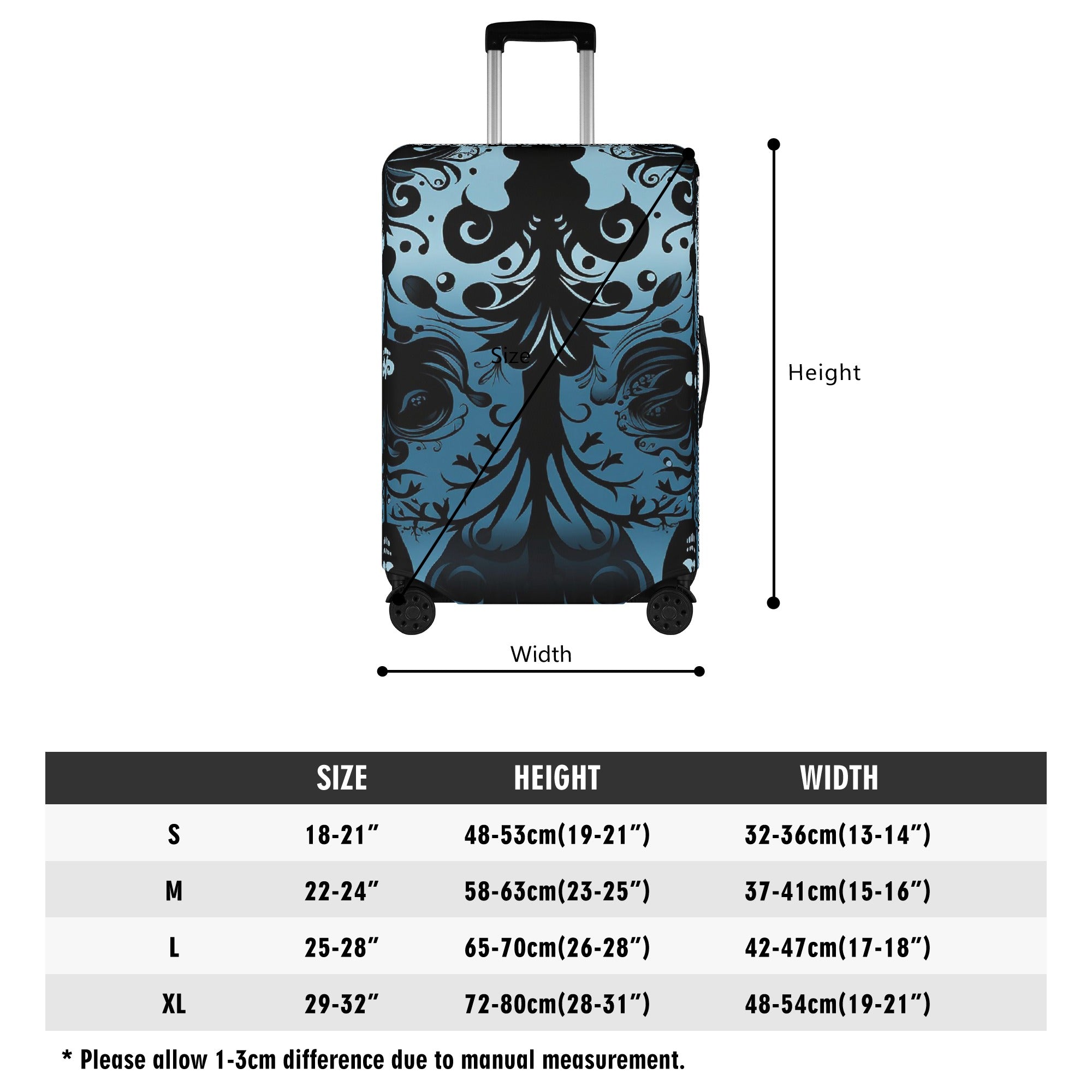 Stylish Gothic Blue Polyester Luggage Cover - Waterproof Travel Suitcase Protector for Airlines, Perfect for Vacation & Business Trips