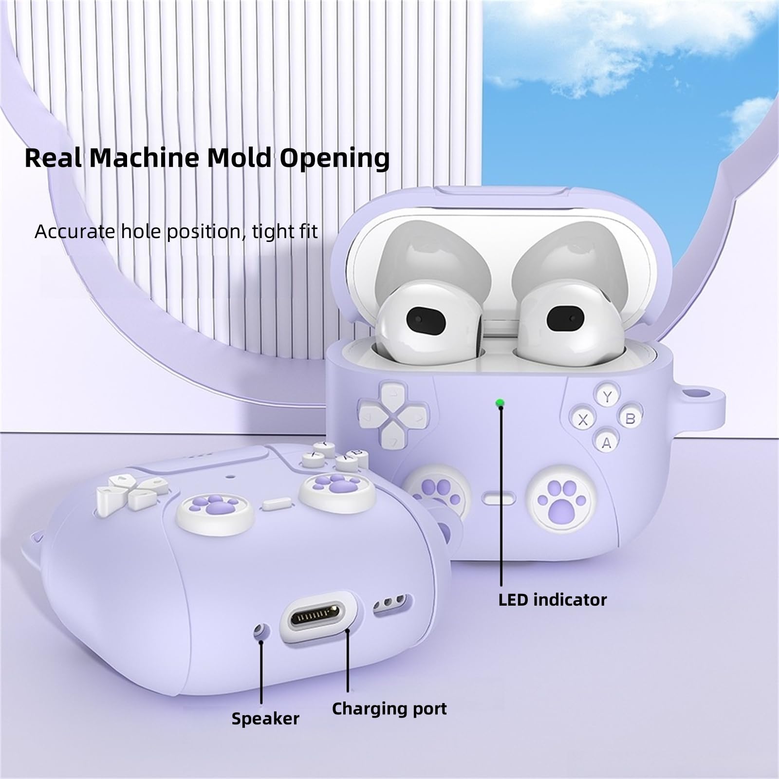 3 in 1 Cute Anime Cat AirPods 4 Case with Keychain - Soft Silicone Shockproof Protective Cover, Noise Cancelling Compatible with AirPods 4th Gen + Cleaning Kit - Perfect for Gaming, Travel & Daily Use