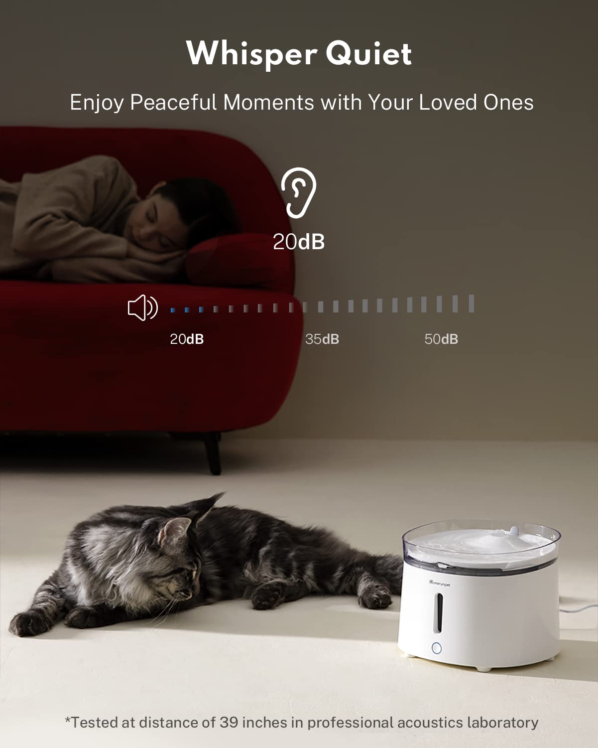 Homerunpet Wireless Pet Water Fountain with Replacement Filters & Pump - Automatic Cat Dog Water Dispenser for Home & Office Use