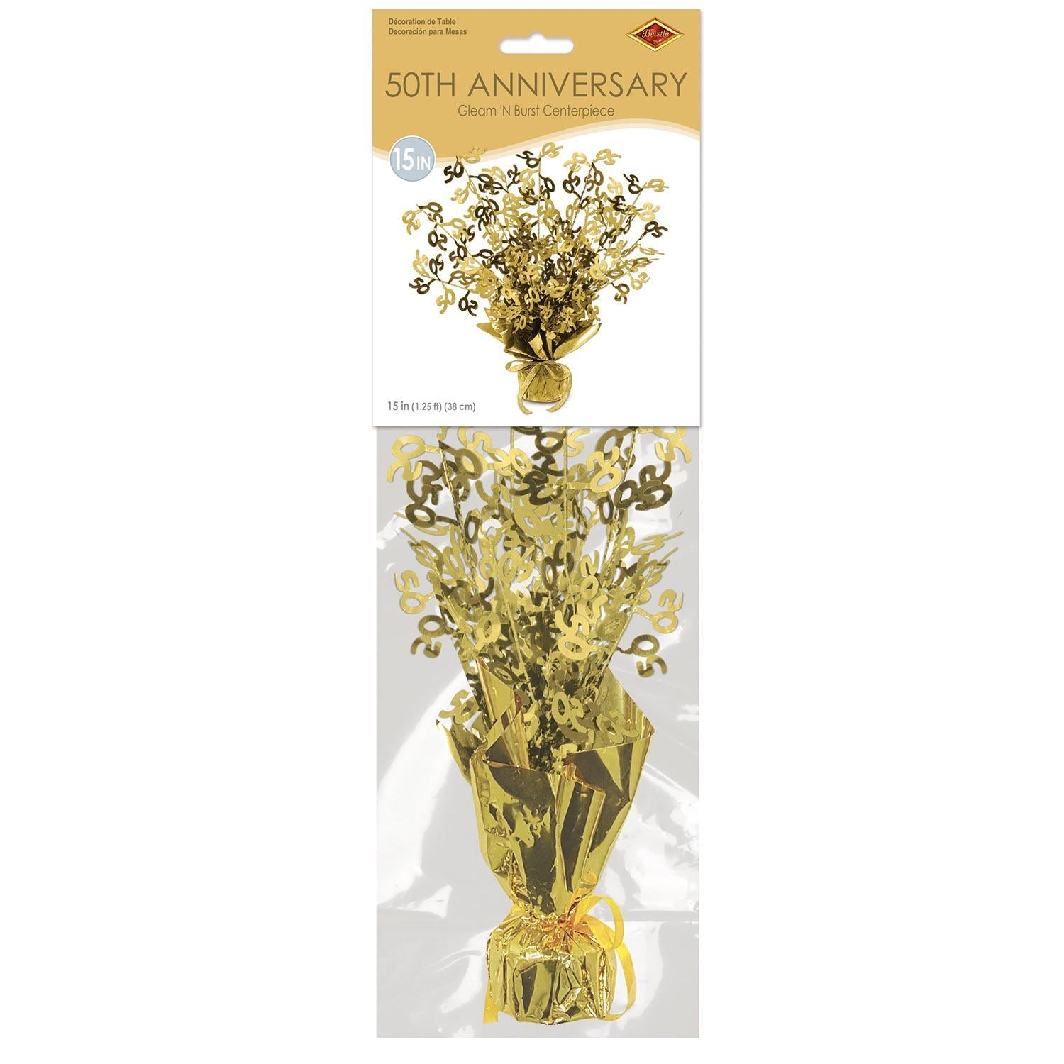 12 Pack Beistle 50th Anniversary Gold Centerpieces - Elegant Party Decorations for Birthday, Wedding & Anniversary Celebrations