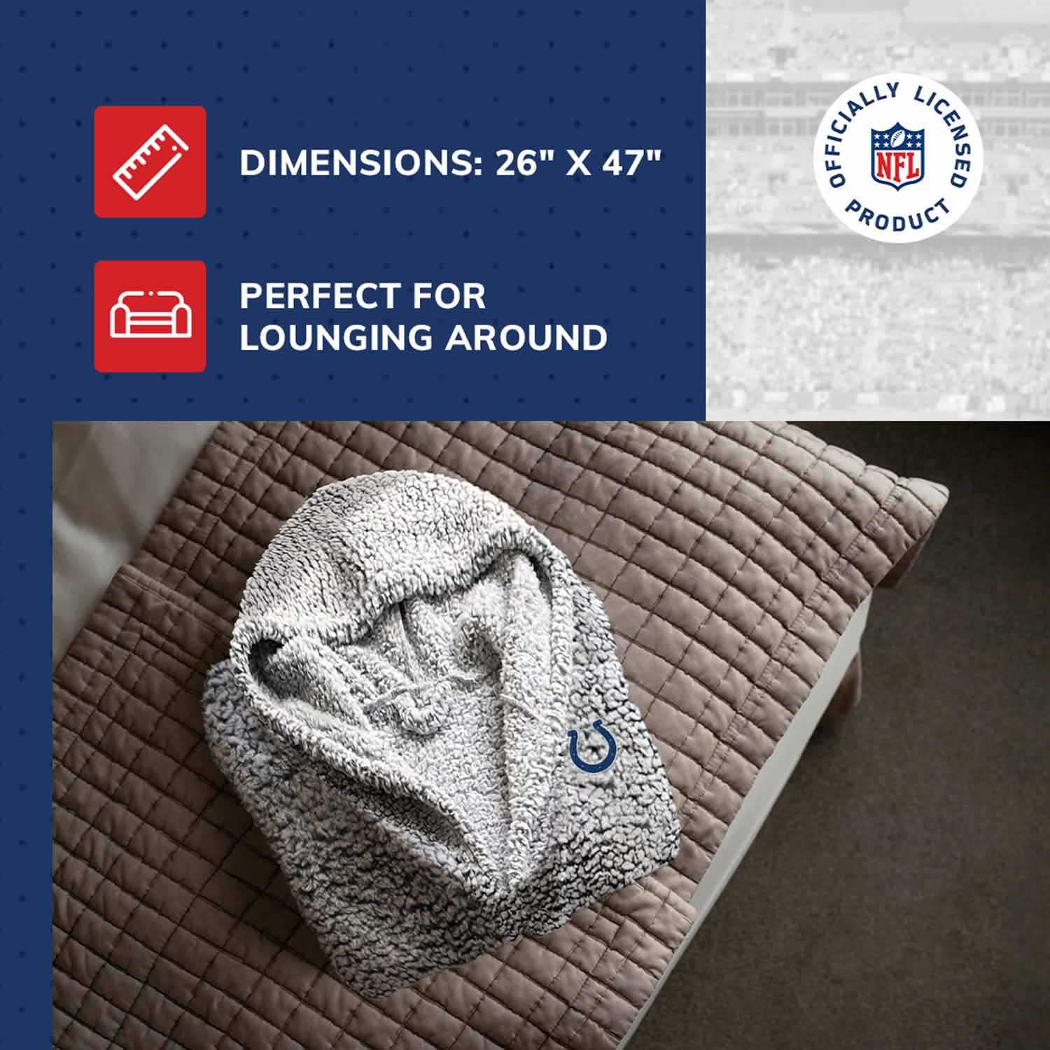 NFL Plush Hooded Robe with Pockets - 100% Polyester Sherpa Blend - Unisex Cozy Bathrobe for Men & Women - Perfect for Game Day, Lounging & Relaxation at Home