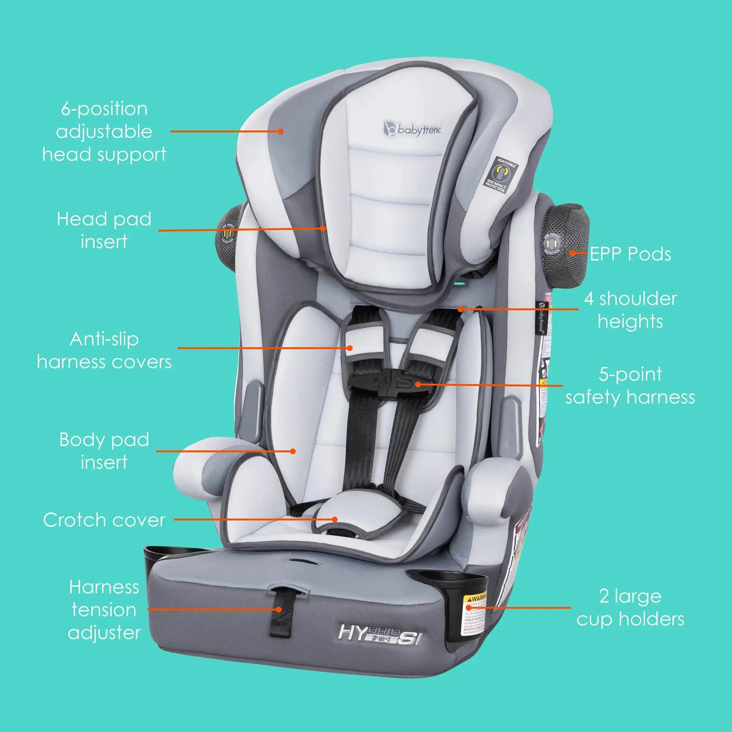 Hybrid™ SI 3-in-1 Convertible Car Seat with Side Impact Protection - Desert Grey (Walmart Exclusive) | Safe for Infants, Toddlers & Big Kids | Perfect for Long Road Trips & Daily Commutes