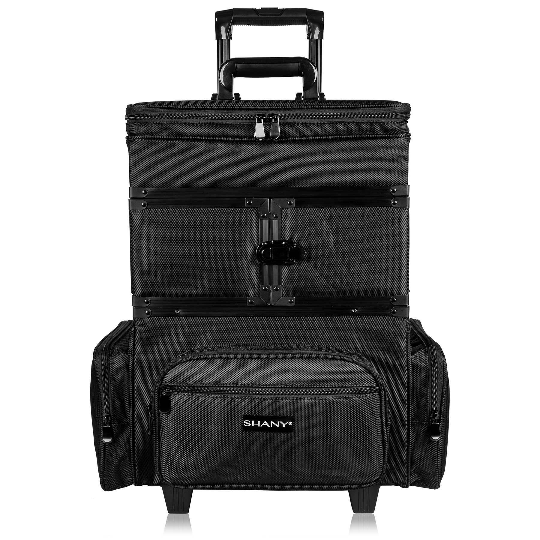 SHANY Large Travel Makeup Trolley Storage Case - Professional Cosmetic Organizer for Makeup Artists, Black | Perfect for Salon, Bridal & On-the-Go Beauty Professionals