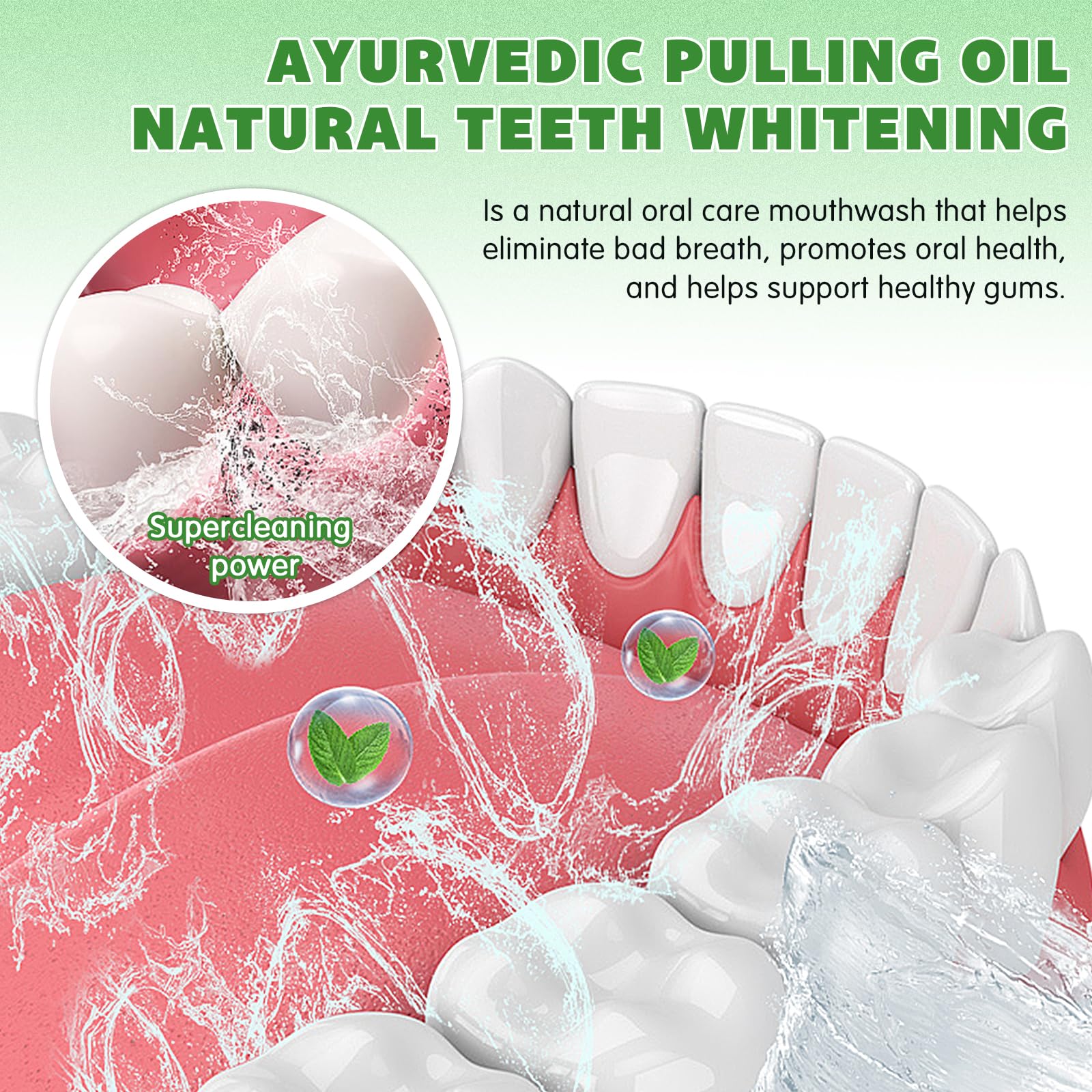 Organic Coconut Oil Pulling for Teeth & Gums - 237ml Natural Mint Coconut Oil Mouthwash with Essential Oils & Vitamins | Whitening, Freshen Breath, Improve Oral Hygiene | Perfect for Morning Routine & Ayurvedic Oral Care