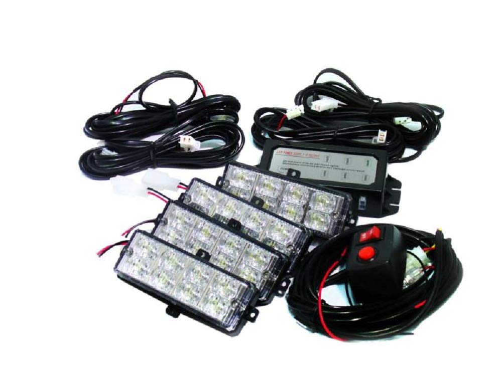 Race Sport 4 LED Grille Strobe Light Kit Red RS-281-4LED-R - High Visibility Emergency Warning Lights for Trucks, Off-Road Vehicles & Emergency Response - Perfect for Night Driving, Construction Zones & Safety Alerts