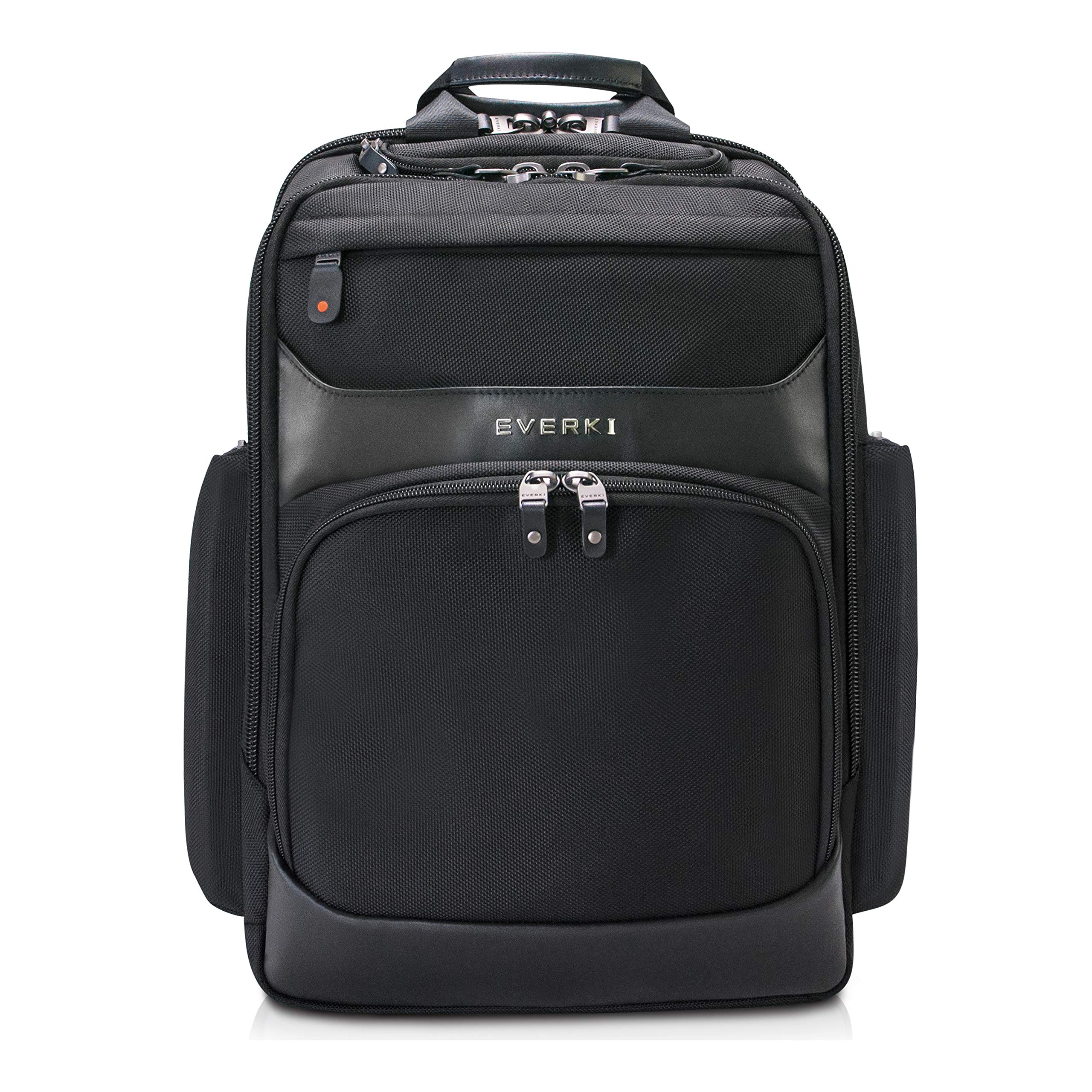 EVERKI Onyx Premium Business Executive 15.6-Inch Laptop Backpack - Durable Ballistic Nylon & Leather - Travel-Friendly Design for Work & Commute - Black (EKP132) - Perfect for Business Travel, Office & Daily Use