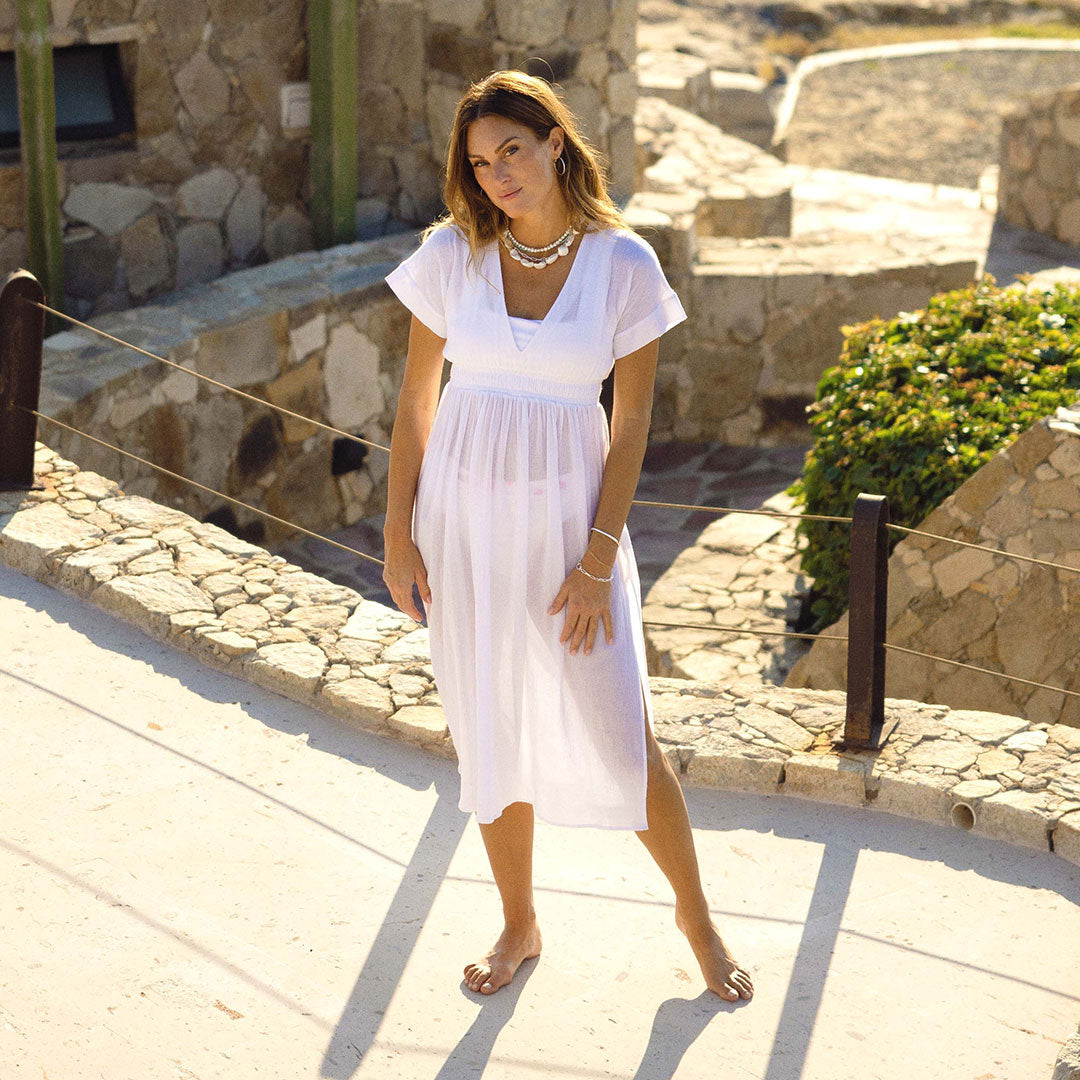 Billie Coverup - White Linen Beach Dress for Women | Lightweight Summer Cover Up Dress for Pool, Beach Vacation & Resort Wear