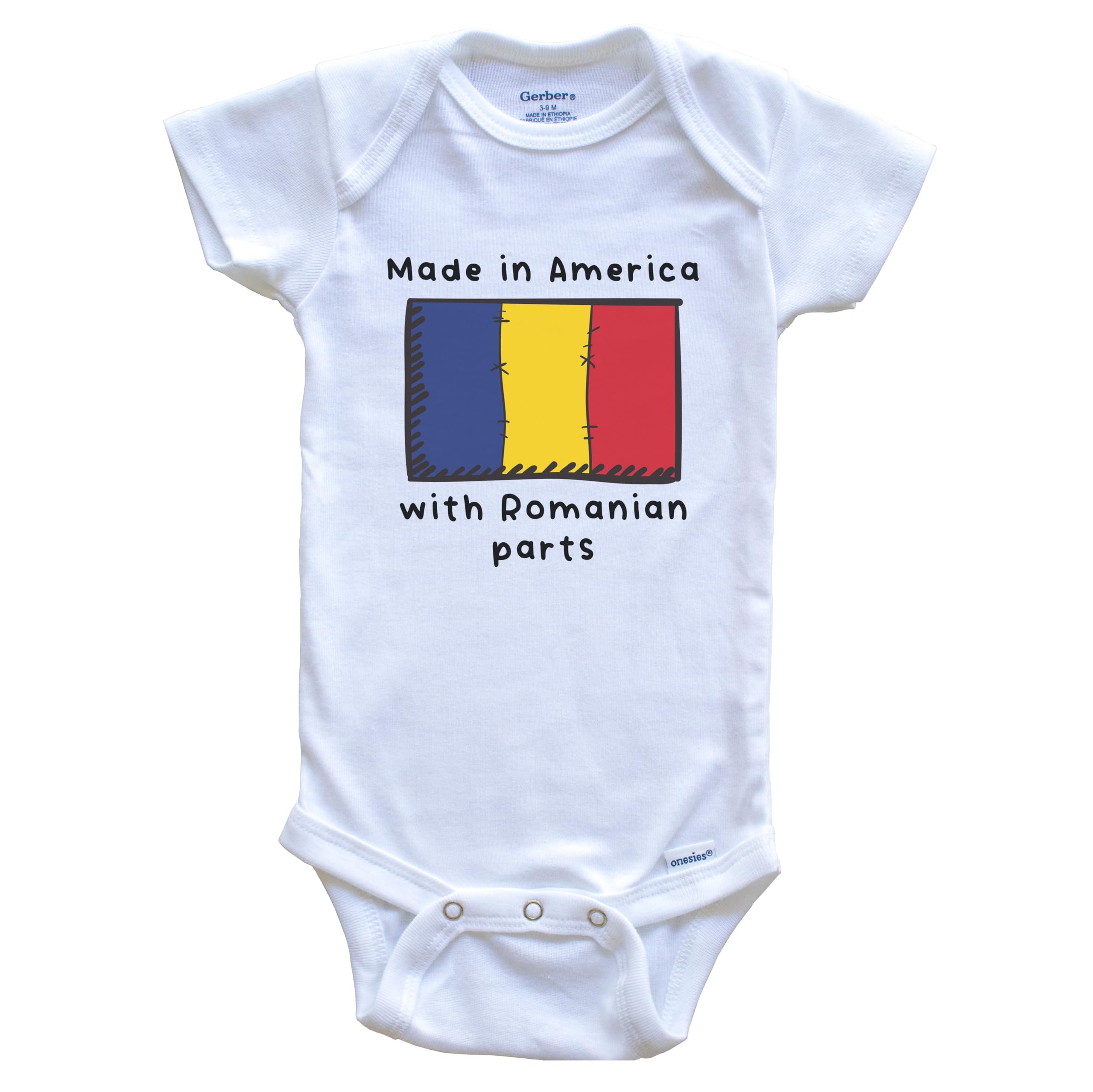 American-Made Romanian Flag One-Piece Baby Bodysuit - Soft & Comfortable Infant Romper for Holidays, National Pride & Special Occasions