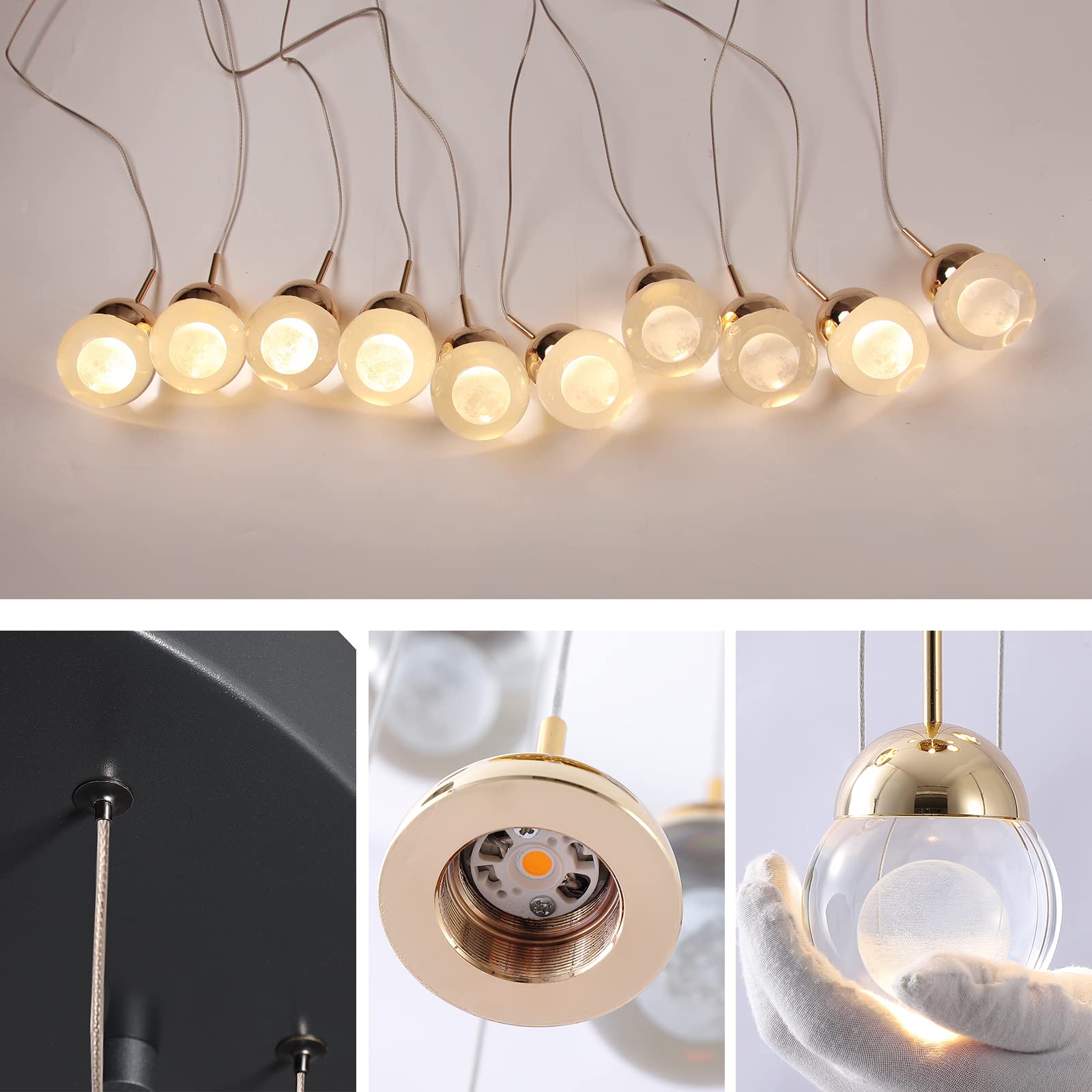 10-Light Dimmable Modern LED Crystal Spiral Chandelier - Energy Efficient Hanging Pendant Light Fixture for Staircase, Living Room, Hotel, Dining Room, Hallway, Foyer & Entryway - Perfect for Elegant Home Decor and Commercial Lighting