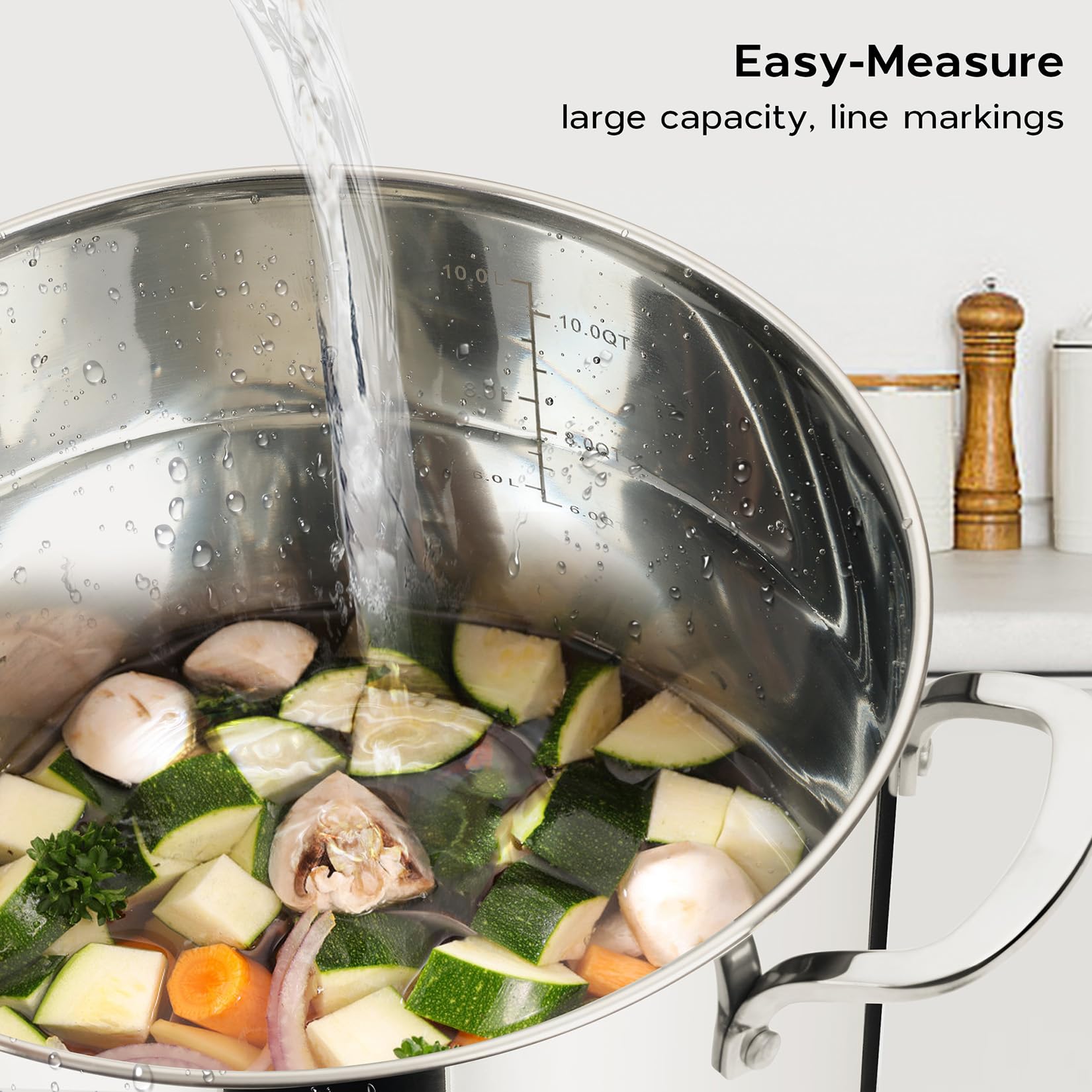 12 Quart Stainless Steel Stock Pot with Lid - 18/10 Heavy Duty Soup Pot for Cooking, Boiling & Canning - Perfect for Large Family Meals, Soup Making & Food Preservation