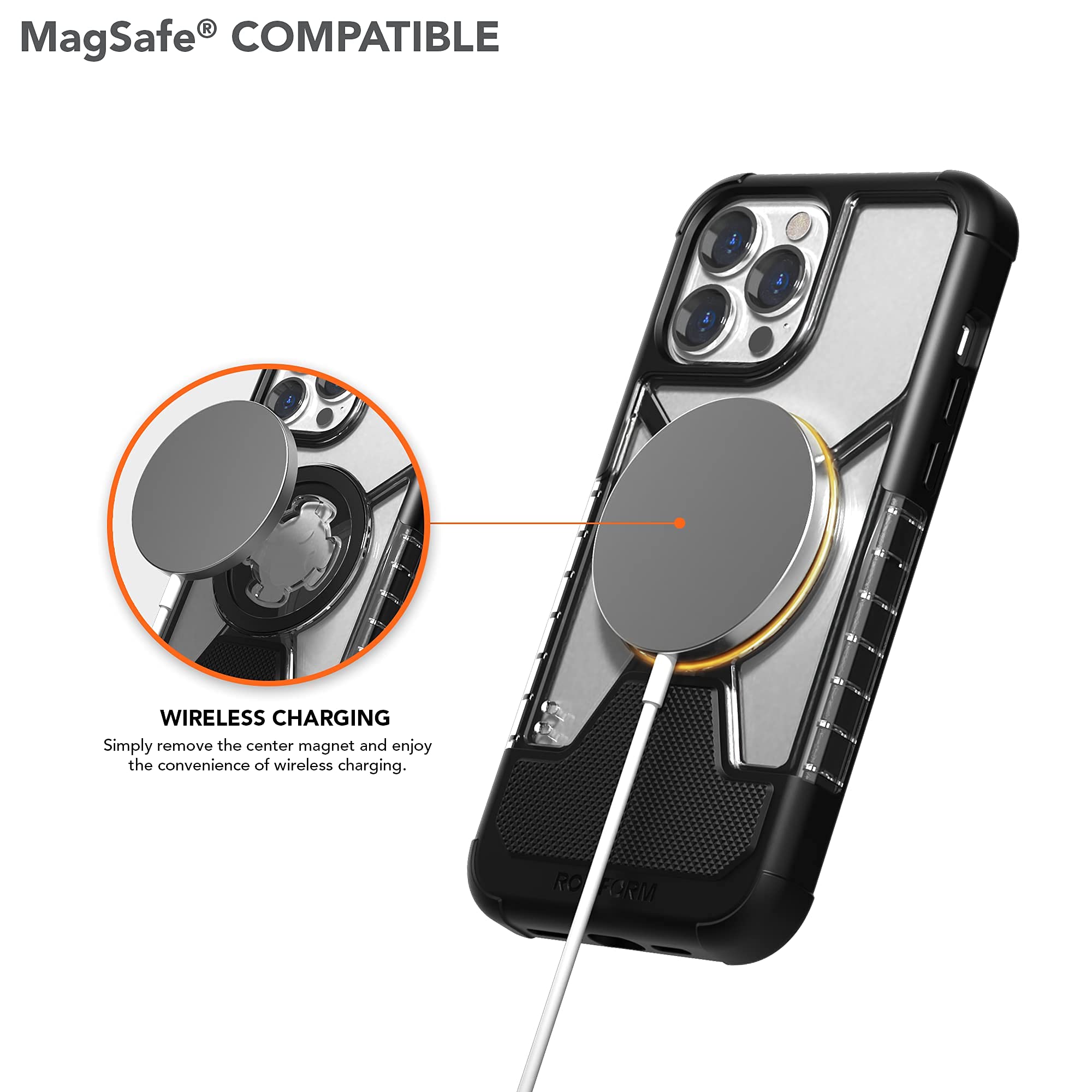 Rokform iPhone 13 Pro Max Crystal Clear Case with Twist Lock Sport Ring Stand & Grip - RokLock Series Protective Cover for Workout, Running, Cycling & Outdoor Activities