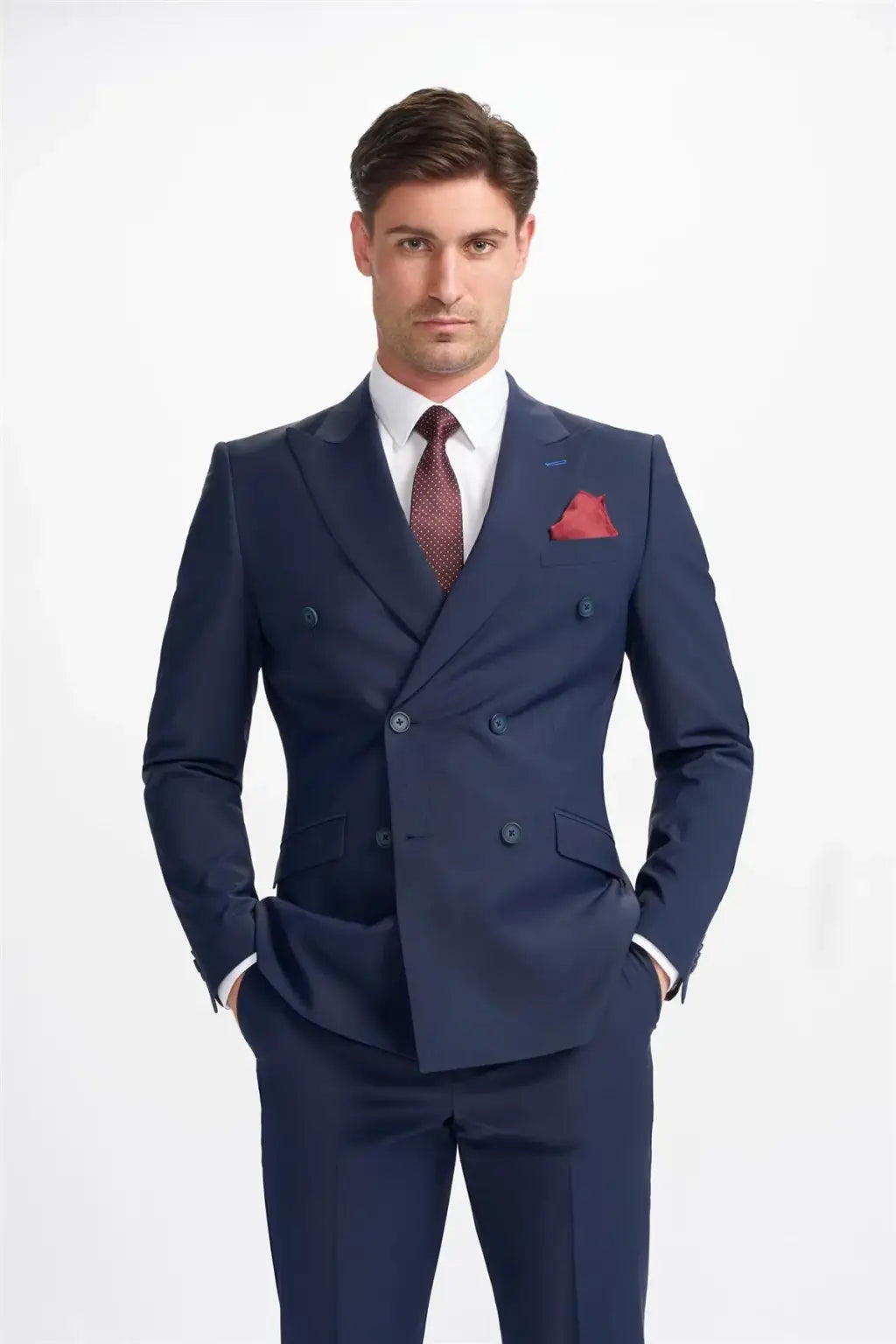 Cavani Bond Navy Blue Double Breasted Blazer for Men - Premium Formal Business Suit Jacket | Perfect for Office, Weddings & Special Occasions