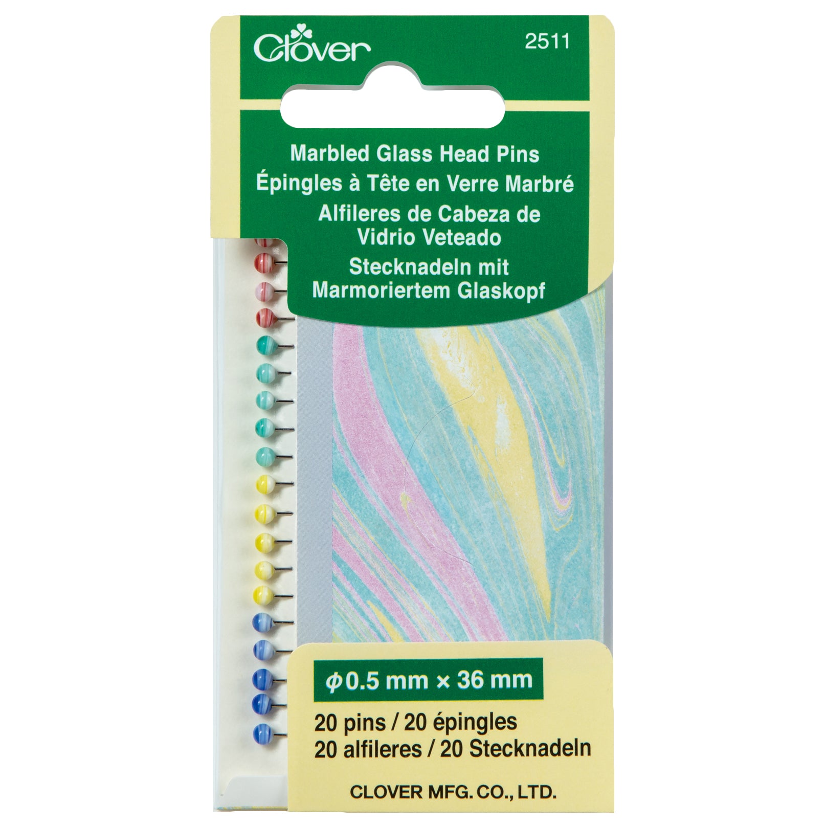 Marbled Glass Head Pins with Clover Design - 50pcs for Jewelry Making, DIY Crafts, Earrings & Necklaces - Perfect for Beading, Scrapbooking & Gift Making