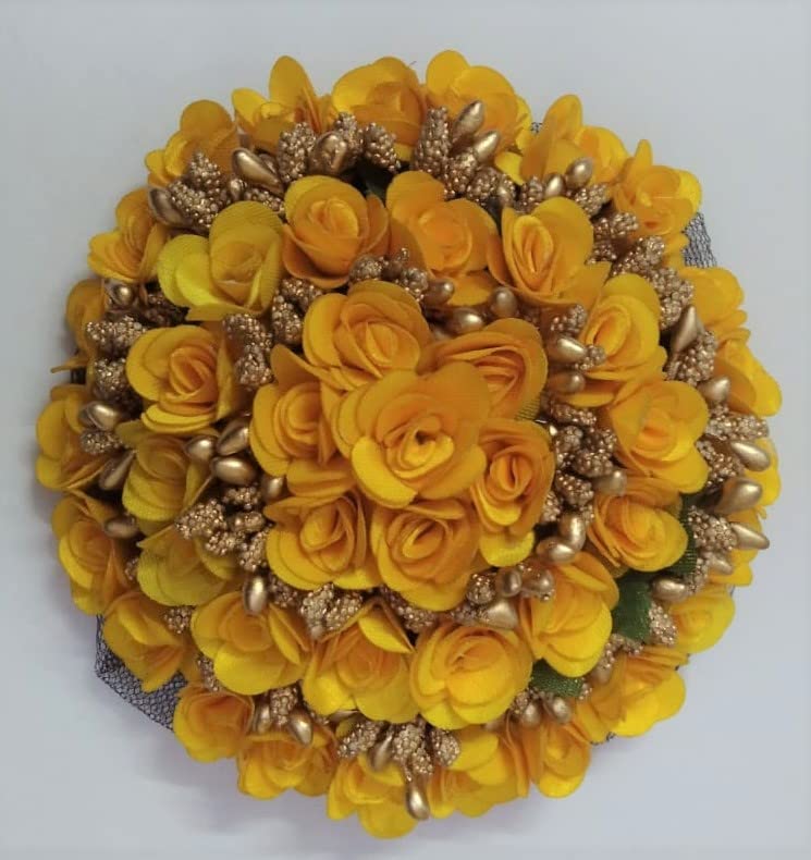 Ruchi Reusable Hair Gajra Flower Hair Accessories for Women & Girls - Yellow Hair Band (Pack of 1) - Perfect for Weddings, Parties & Festive Occasions