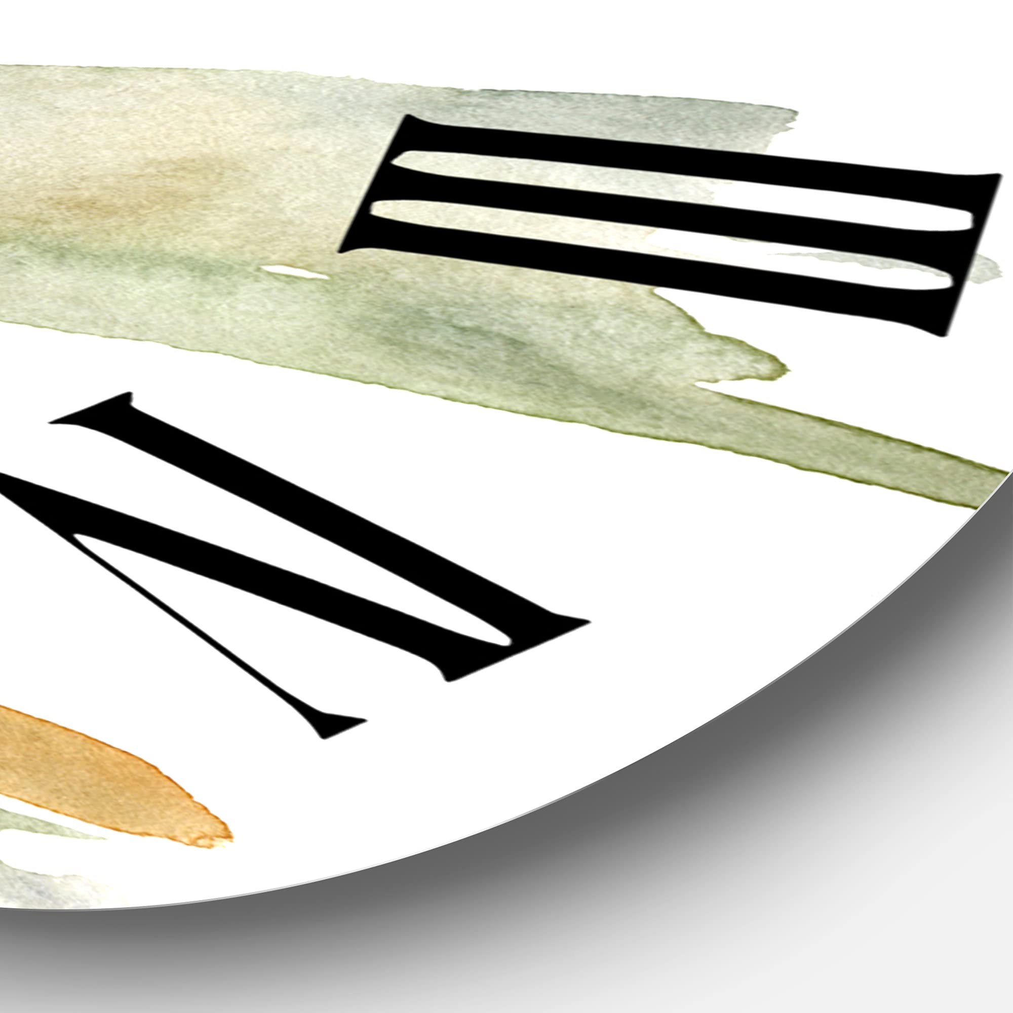 Modern Abstract Orange Beige Green Blue Clouds Fractal Wall Clock - Large Kitchen Decor for Home, Office & Living Room | Silent Non-Ticking Battery Operated