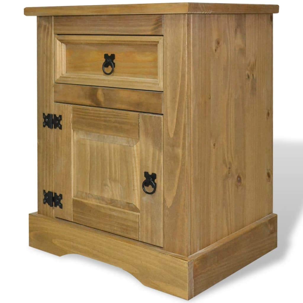 Mexican Pine Corona Nightstand - Rustic Bedside Cabinet with Drawer, End Table for Bedroom, Living Room & Office - Perfect for Storage & Décor
