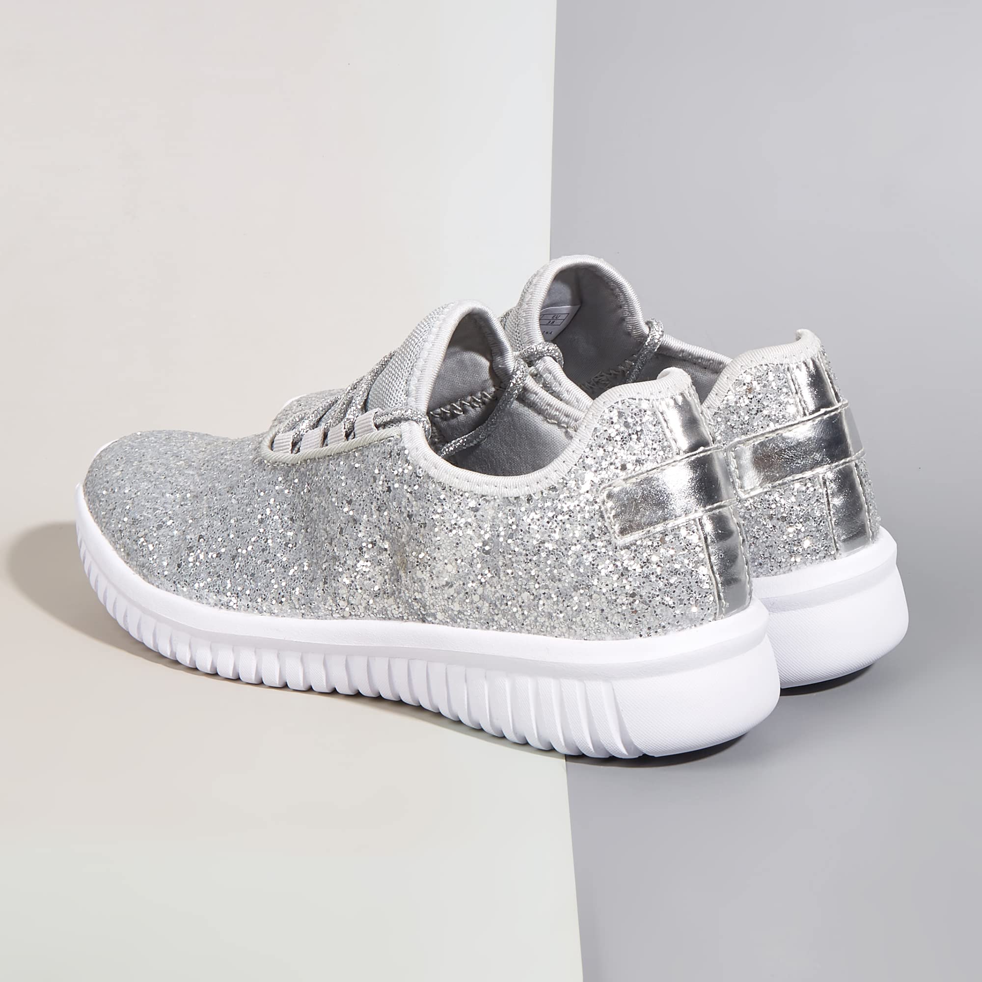 K KIP WOK Women's Fashion Glitter Sneakers - Slip On Running Shoes, Lightweight Tennis Walking Shoes for Women | Perfect for Casual Wear, Gym, Jogging & Daily Activities