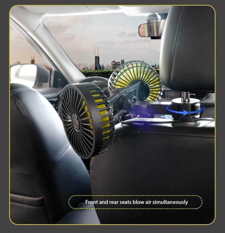 Portable Car Fan for Backseat - Cold Air Blowing Neck Fan for Kids & Baby - Black | Perfect for Road Trips, Summer Travel & Hot Car Rides
