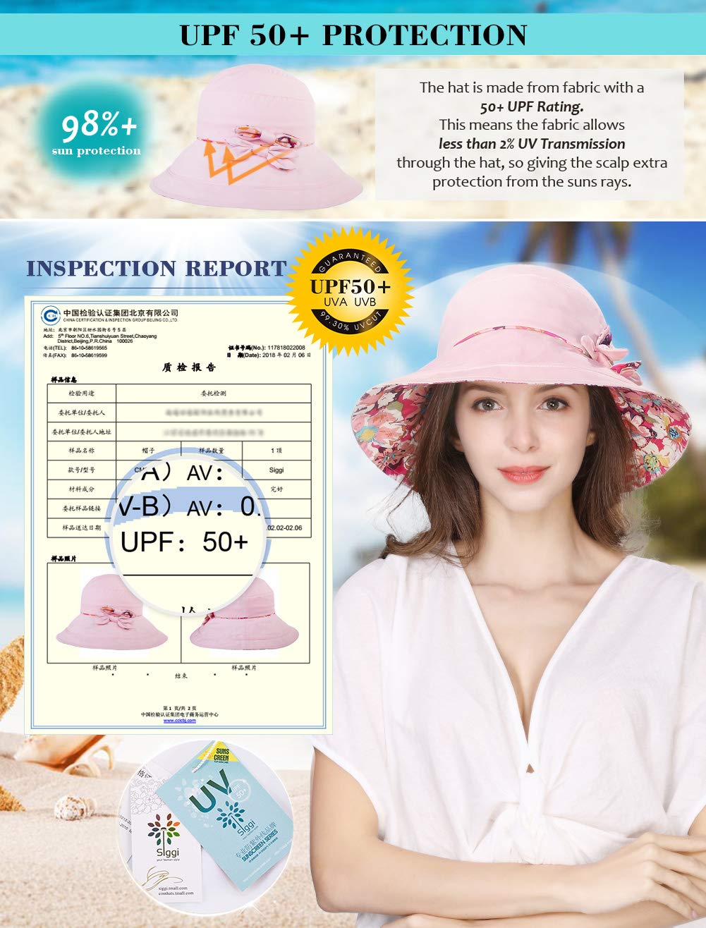 UPF 50+ Women's Sun Hat with Wide Brim & Neck Flap - Breathable Cotton Summer Hat for Gardening, Safari, Beach & Outdoor Activities - Adjustable & Packable Travel Hat for Women