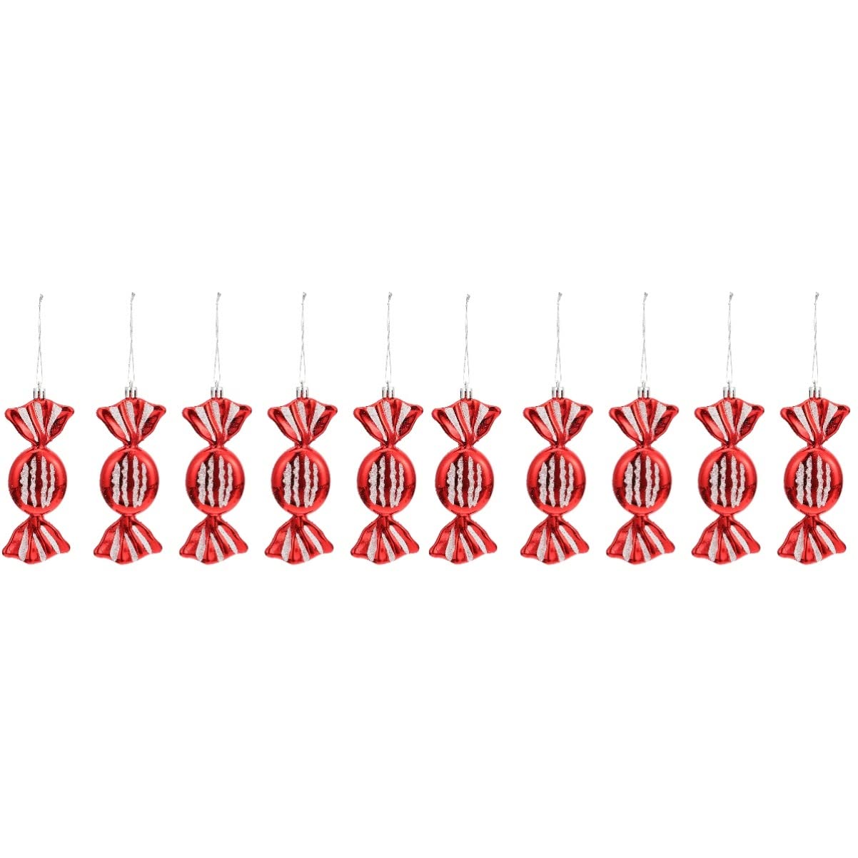 Kisangel 2-Piece Christmas Candy Ornament Set - Festive Lollipop Pendants & Candy Cane Hanging Decorations for Tree (6pcs Red & White) - Perfect for Holiday Home Decor, Party Favors & Gift Wrapping