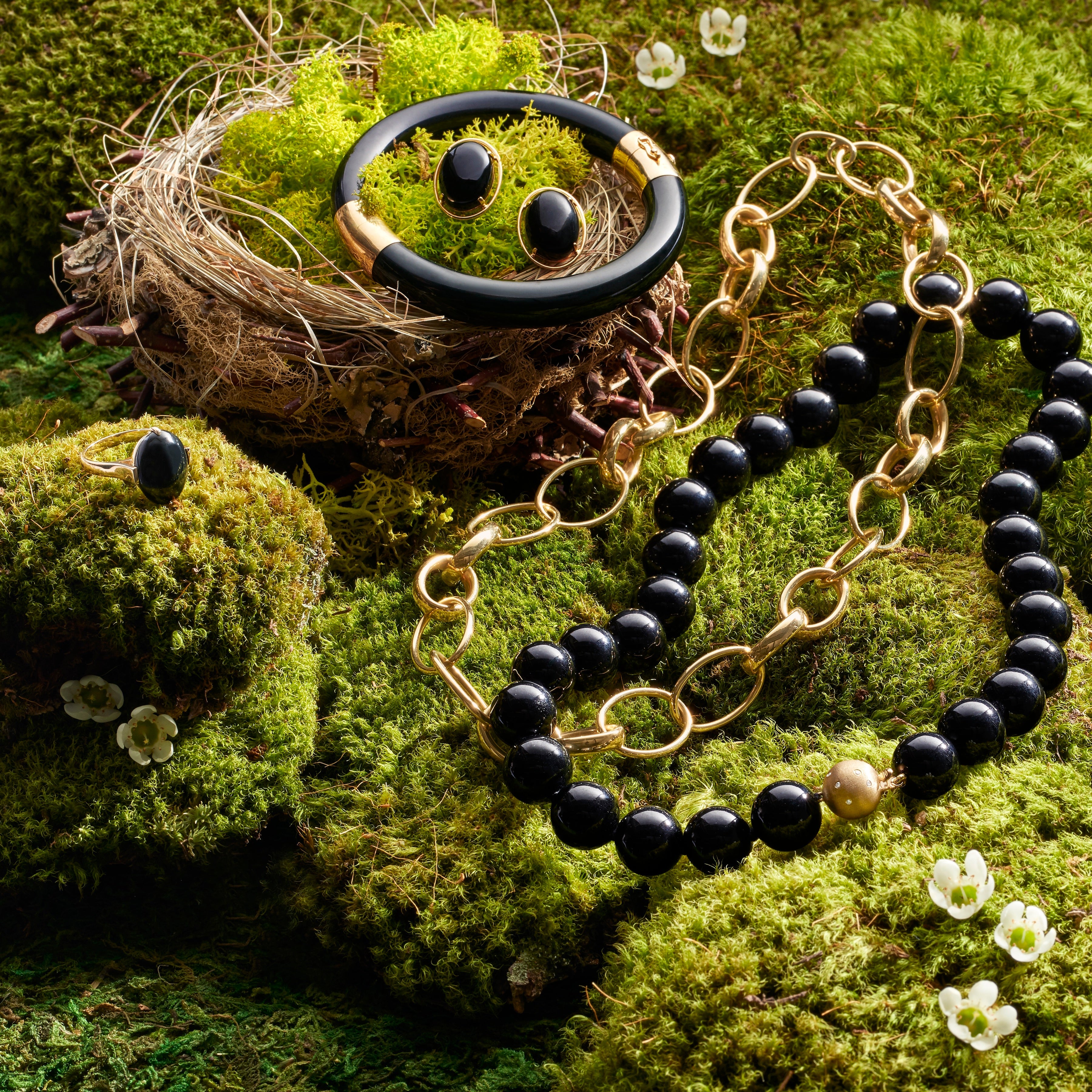 Black Jade Pacific Bangle - Elegant Handmade Jewelry for Women, Perfect for Parties, Weddings & Special Occasions