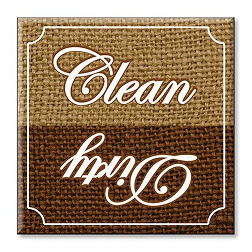 Strong Clean Dirty Dishwasher Magnet Sign - Vintage Burlap Design for Kitchen Organization | Perfect for Busy Households & Dishwasher Status Indicator