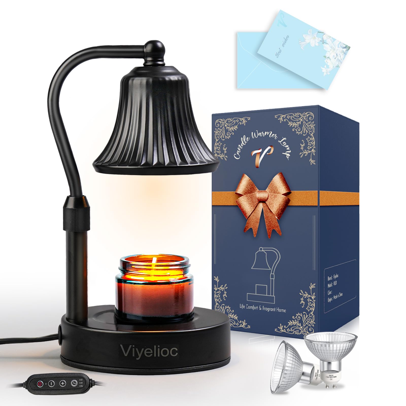 Candle Warmer lamp with timer and dimmer, adjustable height, includes 2 bulbs - perfect for home decor, bedroom ambiance, and as housewarming or birthday gifts for women. Ideal for aromatherapy, relaxation, and creating a cozy atmosphere.