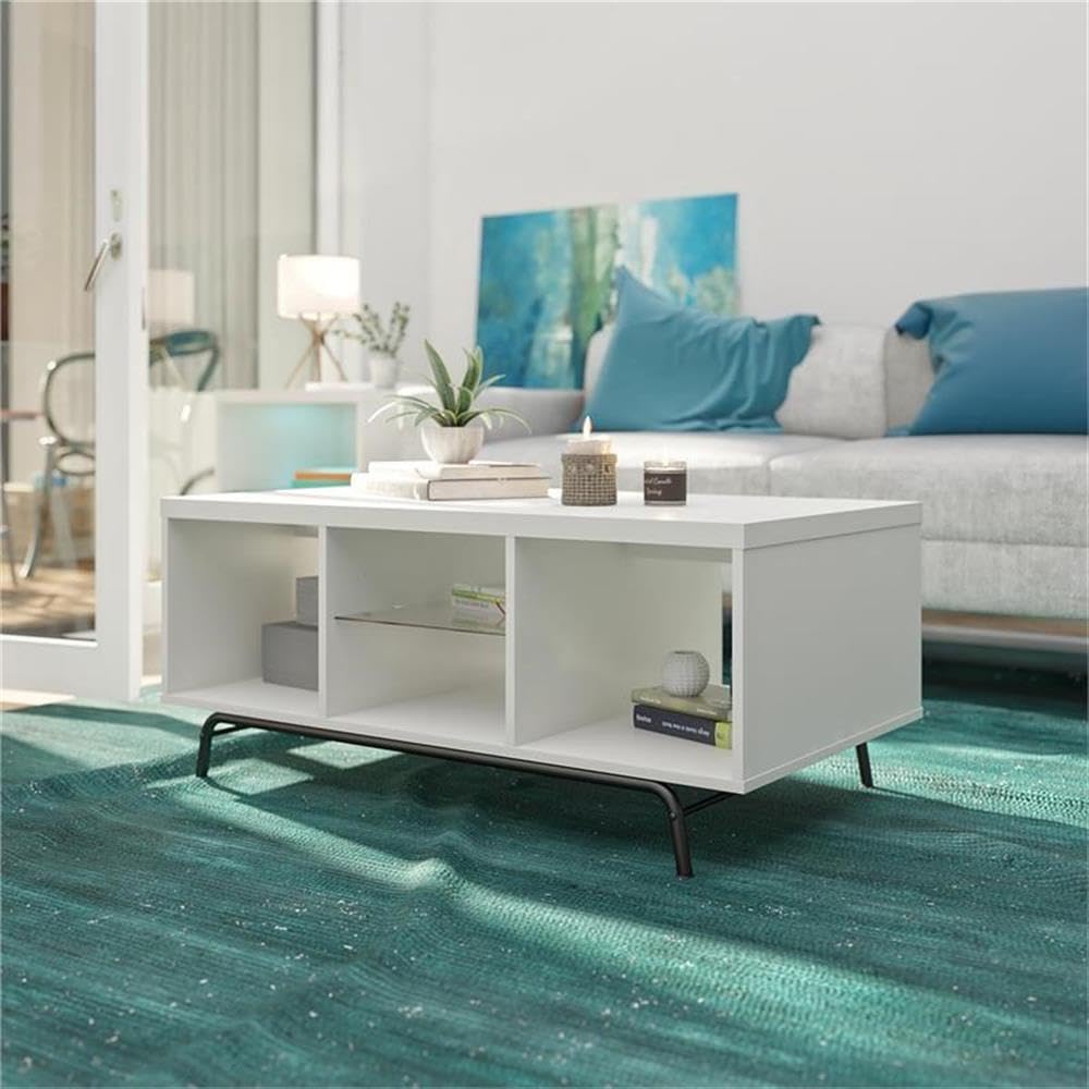 Ameriwood Home Melbourne White Coffee Table - Modern Living Room Furniture for Small Spaces, Home Decor, and Entertainment Centers