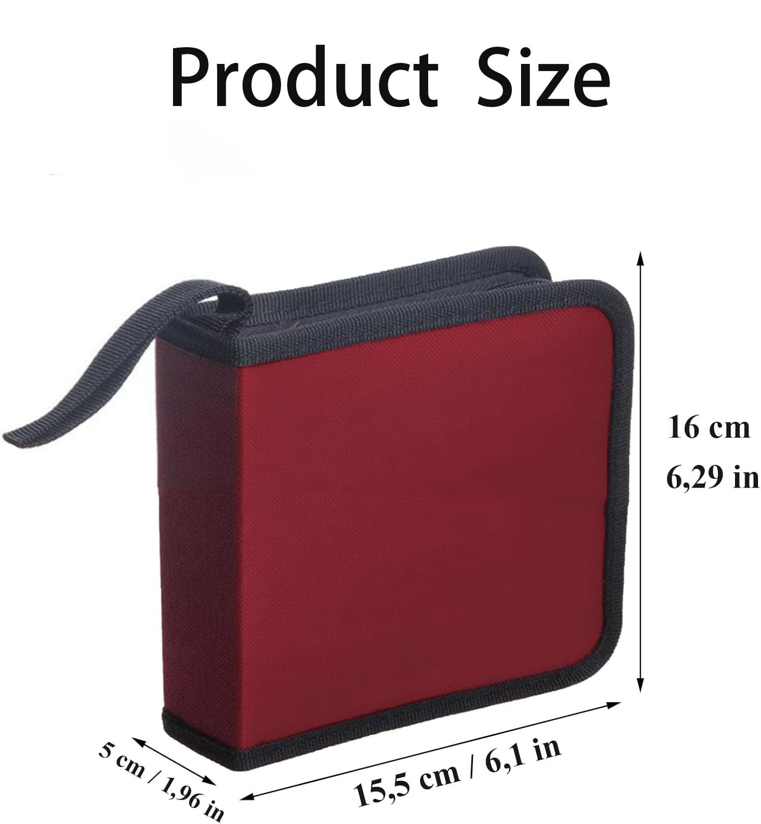 Red CD DVD Storage Bag - Holds 40 Discs, Portable Organizer for Car & Home - Perfect for Travel, Music Lovers & Office Use