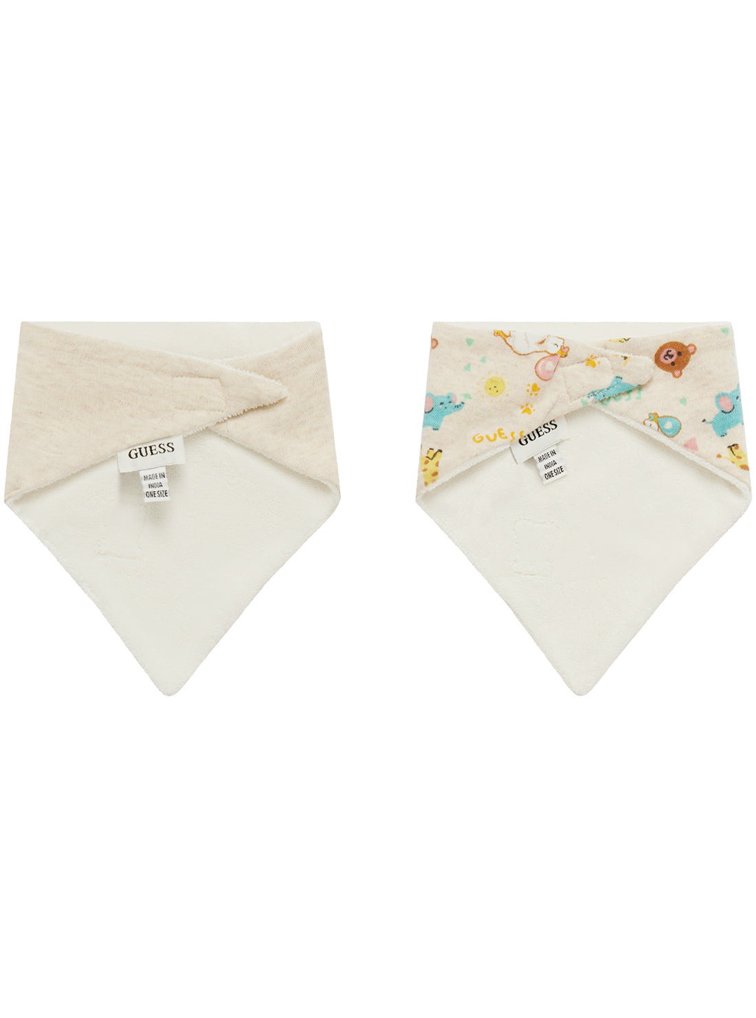 Beige Baby Bib 2-Piece Set - Soft & Absorbent for Messy Mealtime & Feeding - Perfect for Infants & Toddlers at Home or On-the-Go