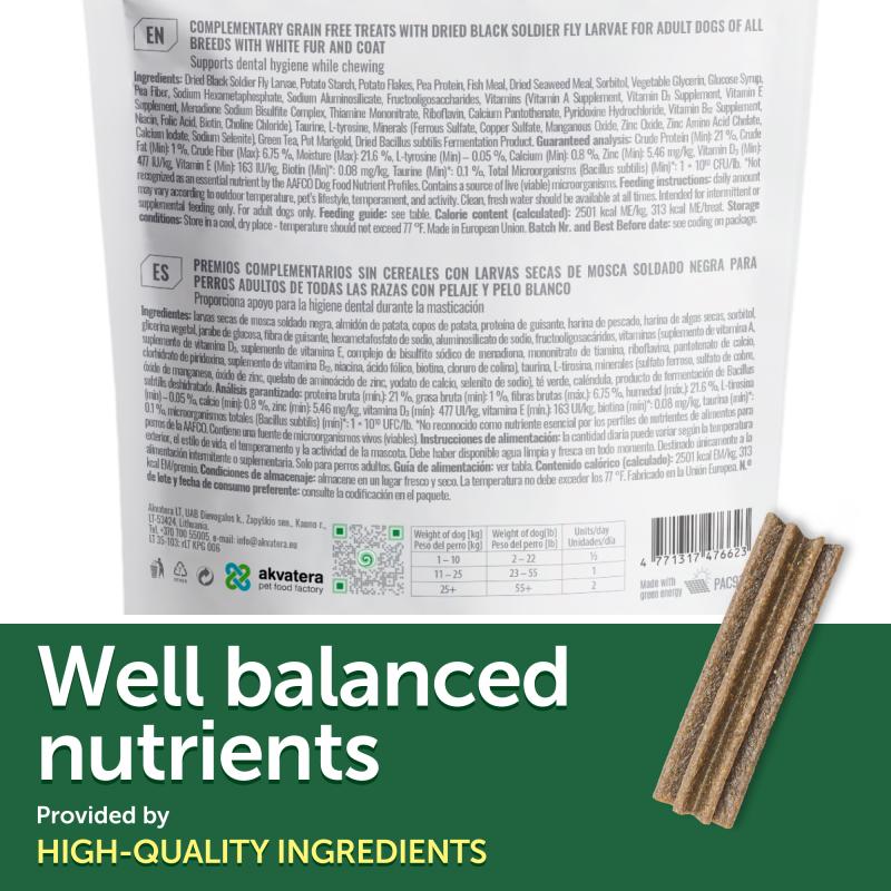 Natural Protein Dog Treats for Adult Dogs - Dental Chews with Insects for Oral Care - Perfect for Training, Rewards & Teeth Cleaning