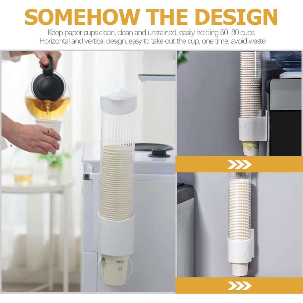 Plastic Paper Cup Holder & Dispenser for Water Cooler - Stackable Cup Organizer Rack with Hanging Storage Container for Office, Kitchen, or Break Room Use